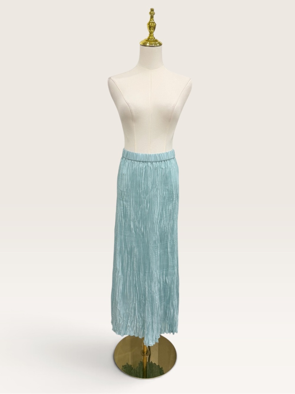 EILEEN FISHER Crushed Silk Pleated A-Line Maxi Skirt XS Pool/Aqua NWT $248